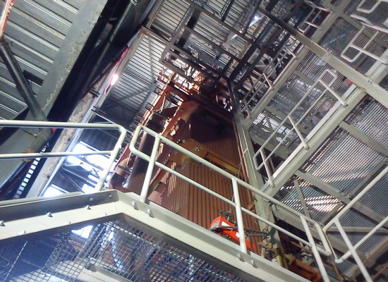 Supporting structure of the boiler with platforms